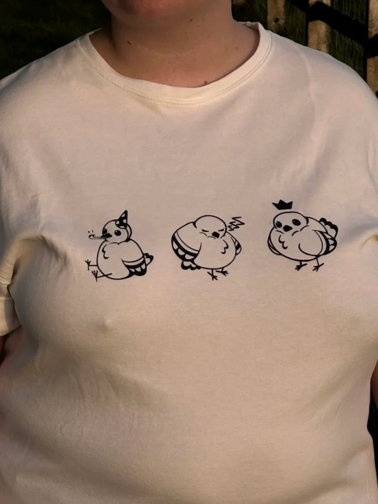 Pigeons - L white T-shirt Dress
