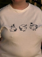 Pigeons - L white T-shirt Dress