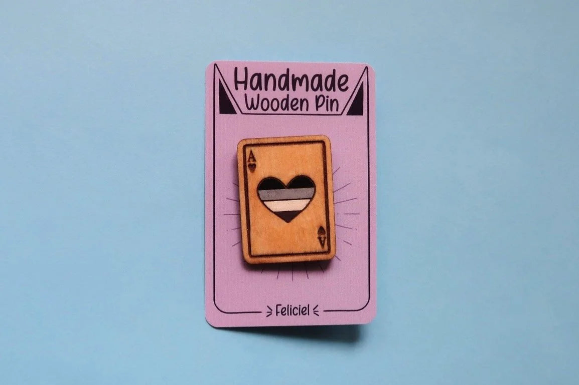 Ace of hearts - LGBT - Handmade Wooden Pins