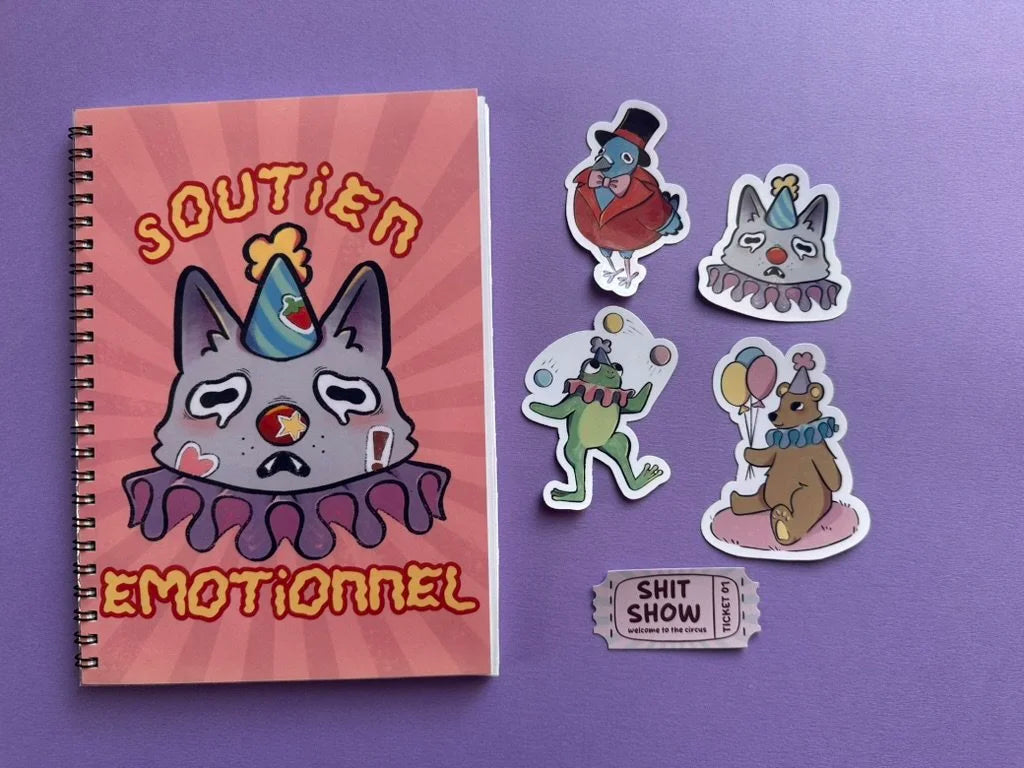 Soutien émotionnel - Carnet A5 fait main | Pages lignées ou papier autocollant réutilisable