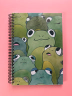 Grenouilles - Carnet A5 fait main | Papier ligné ou autocollant réutilisable