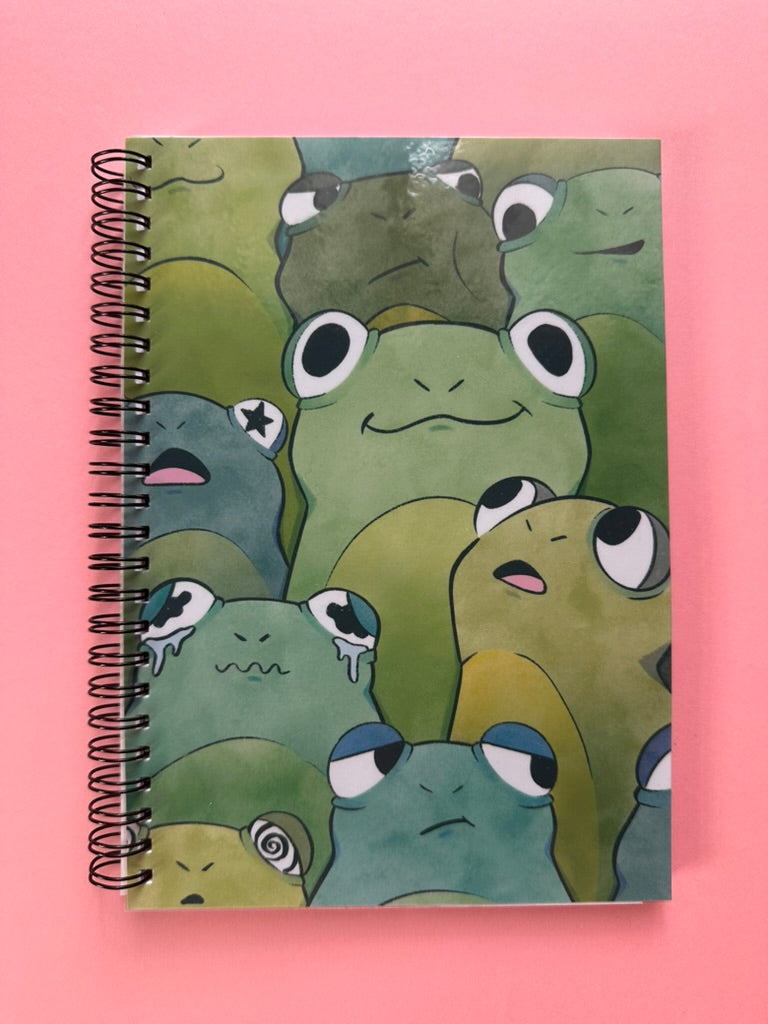 Frogs -  Handmade A5 Notebook | Lined or Reusable Sticker Paper