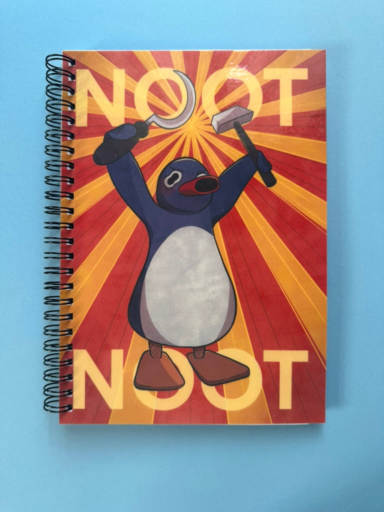 Pingu Noot Noot - Carnet A5 Fait Main | Pages lignées ou papier autocollant réutilisable