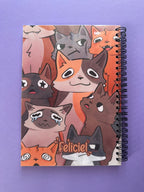 Chats - Carnet A5 fait main | Papier ligné ou papier autocollant réutilisable