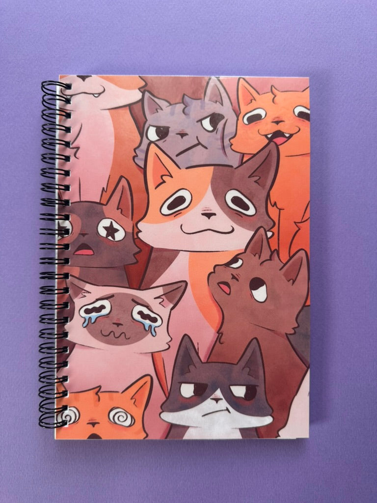 Cats -  Handmade A5 Notebook | Lined or Reusable Sticker Paper