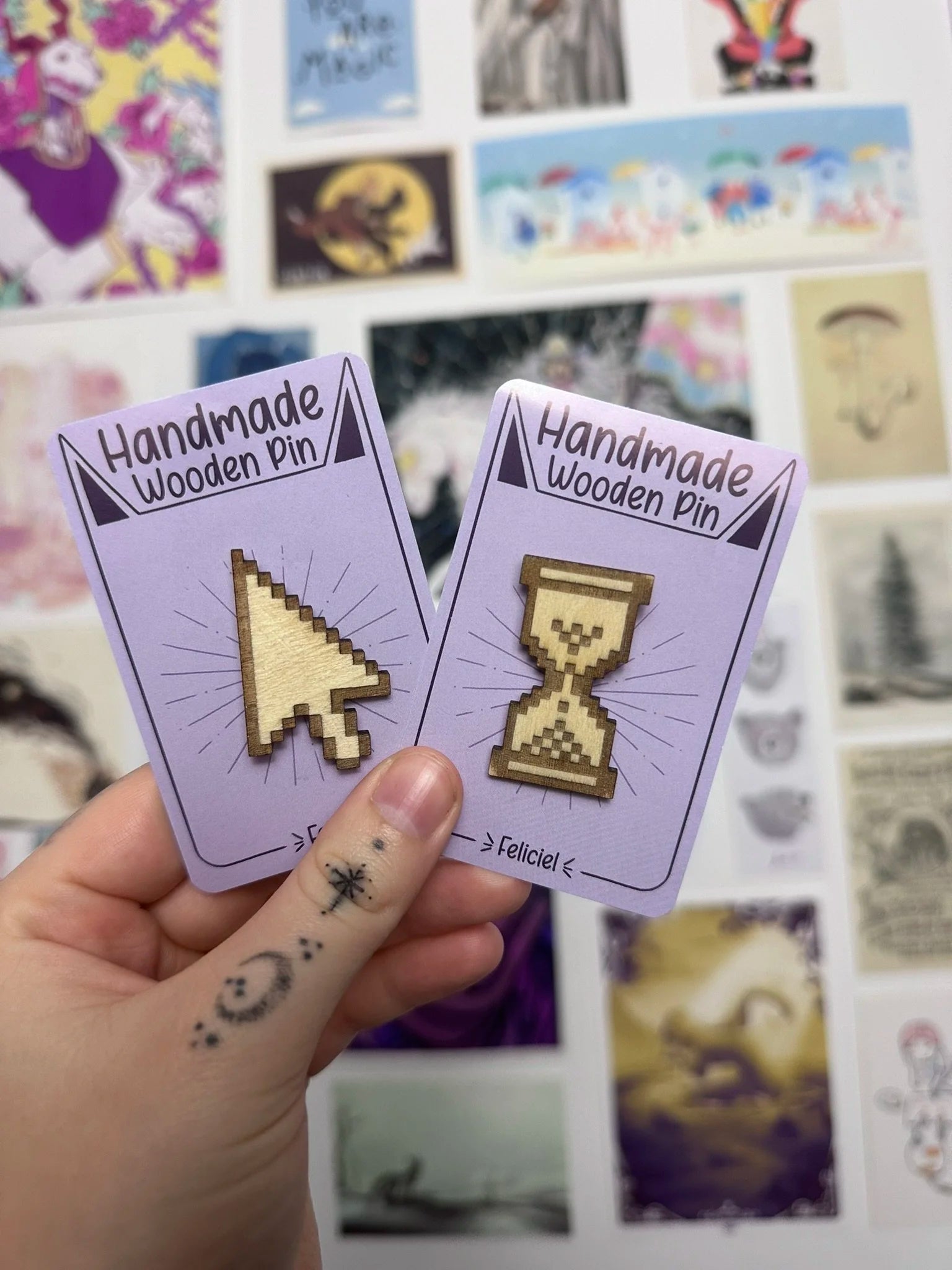 Pixelated retro computer - Handmade Wooden Pins