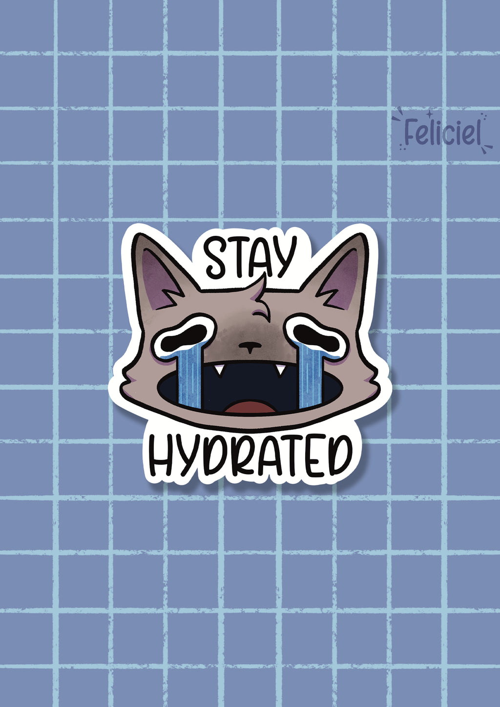 Stay Hydrated cat - Sticker