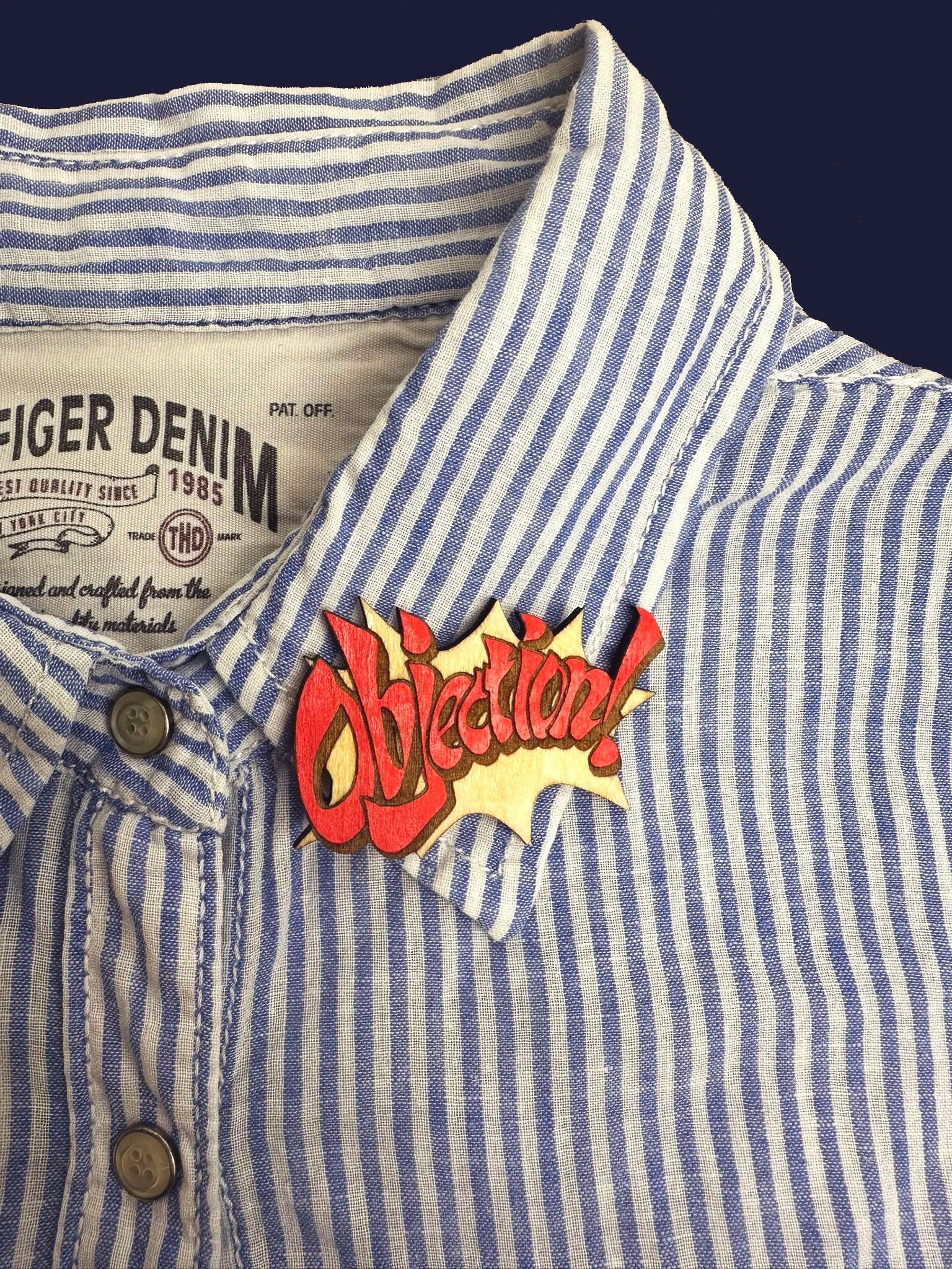 Objection Ace Attorney  - Handmade Wooden Pin