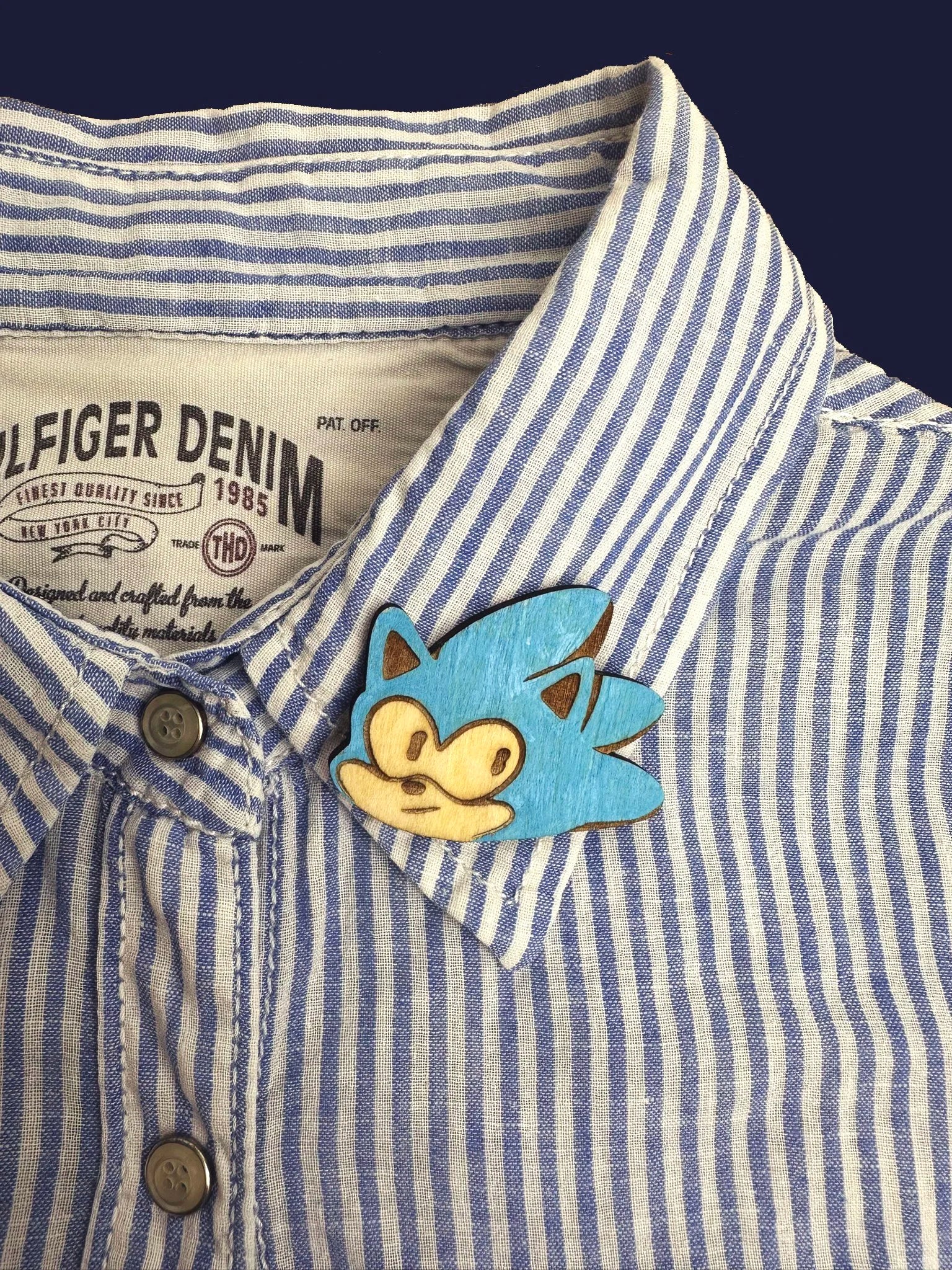 Sonic - Handmade Wooden Pin